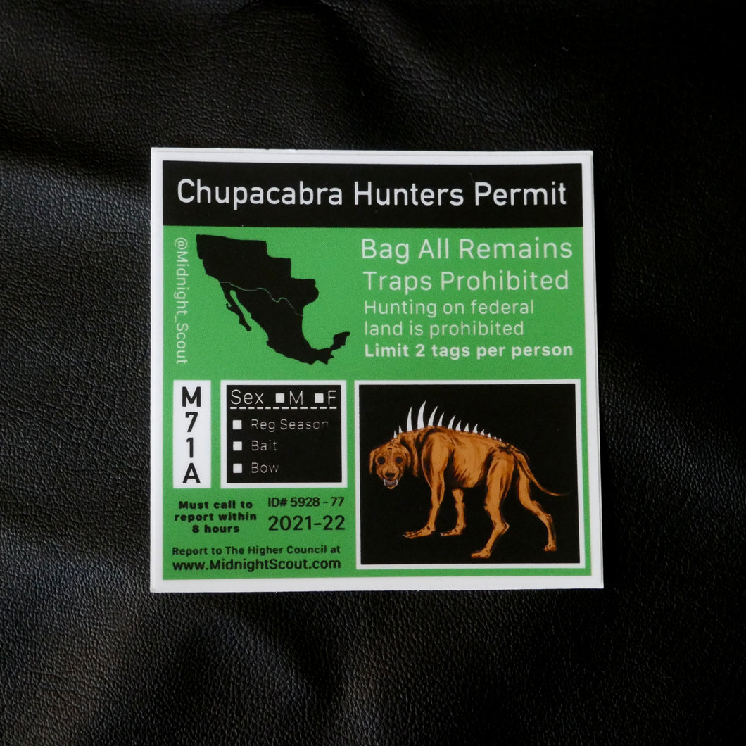 Mexican Chupacabra Hunting Permit Sticker