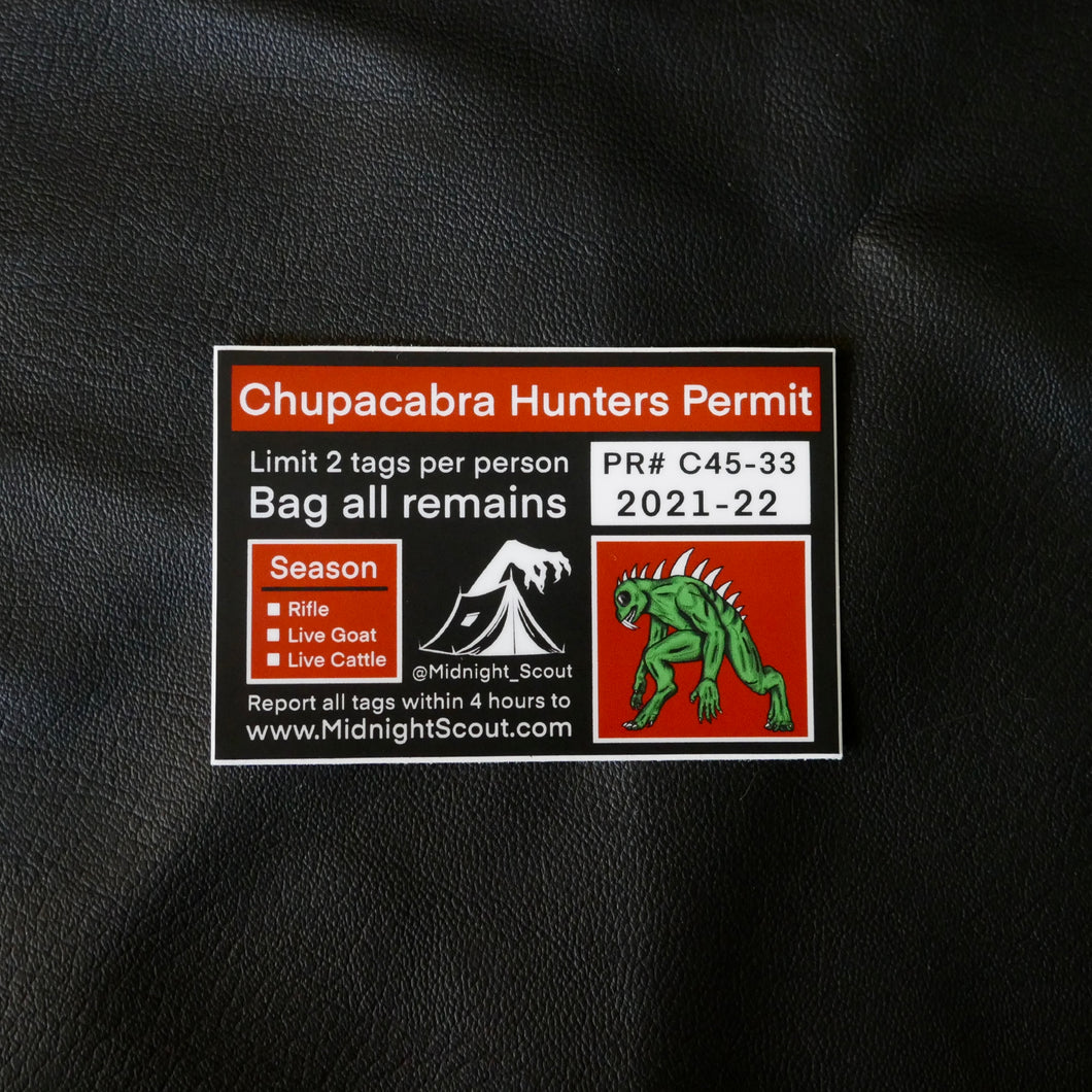 Cuban Chupacabra Hunting Permit Sticker